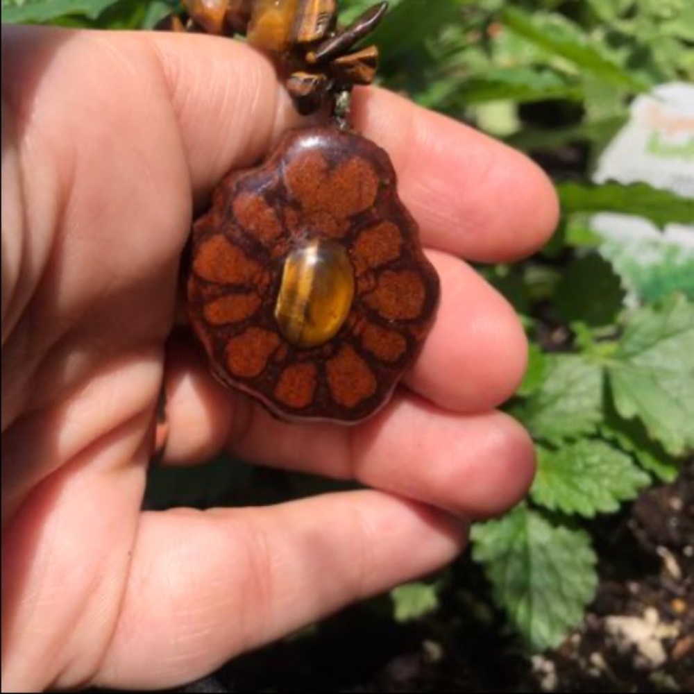 Ayahuasca pendant tigers eye stones
